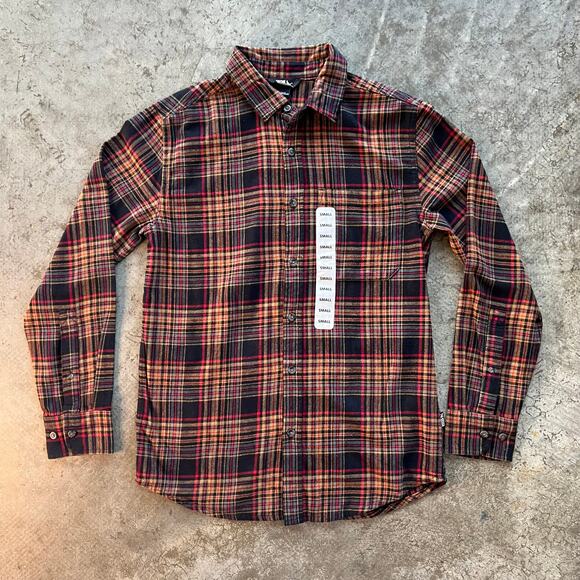 Eddie Bauer Men's Small Flannel Shirt Plaid Long Sleeve Cotton Black Red NWT New - Picture 3 of 7